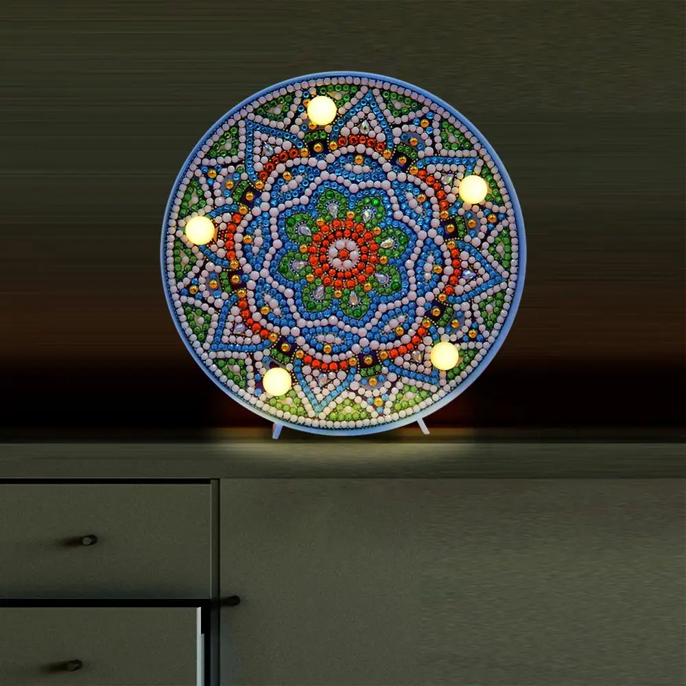 Мандала DIY LED ночник Алмазная картина полная специальная форма БЛЕСТЯЩАЯ ЛАМПА 2019