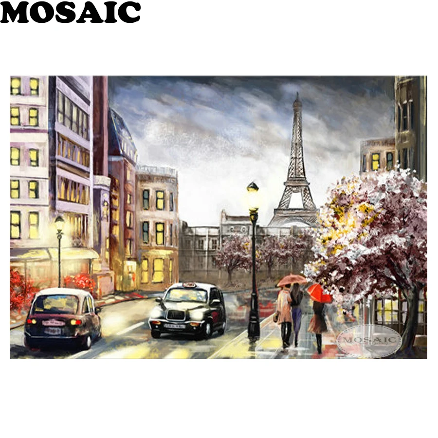 

MOSAIC,DIY 5D Diamond Embroidery Diamond Mosaic streets car Square Diamond Painting Cross Stitch Kits Home Decoration B166