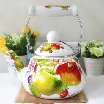 

Thick flat bottom 1.5L porcelain enamel cold hot water kettle Kung Fu teapot milk tea pot flower Japanese teakettle