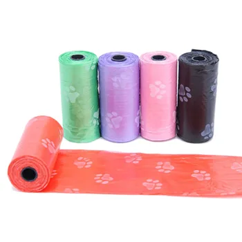 

1 Roll Degradable Pet Dog Waste Poop Bag With Printing Doggy Excrement Bag Color Random