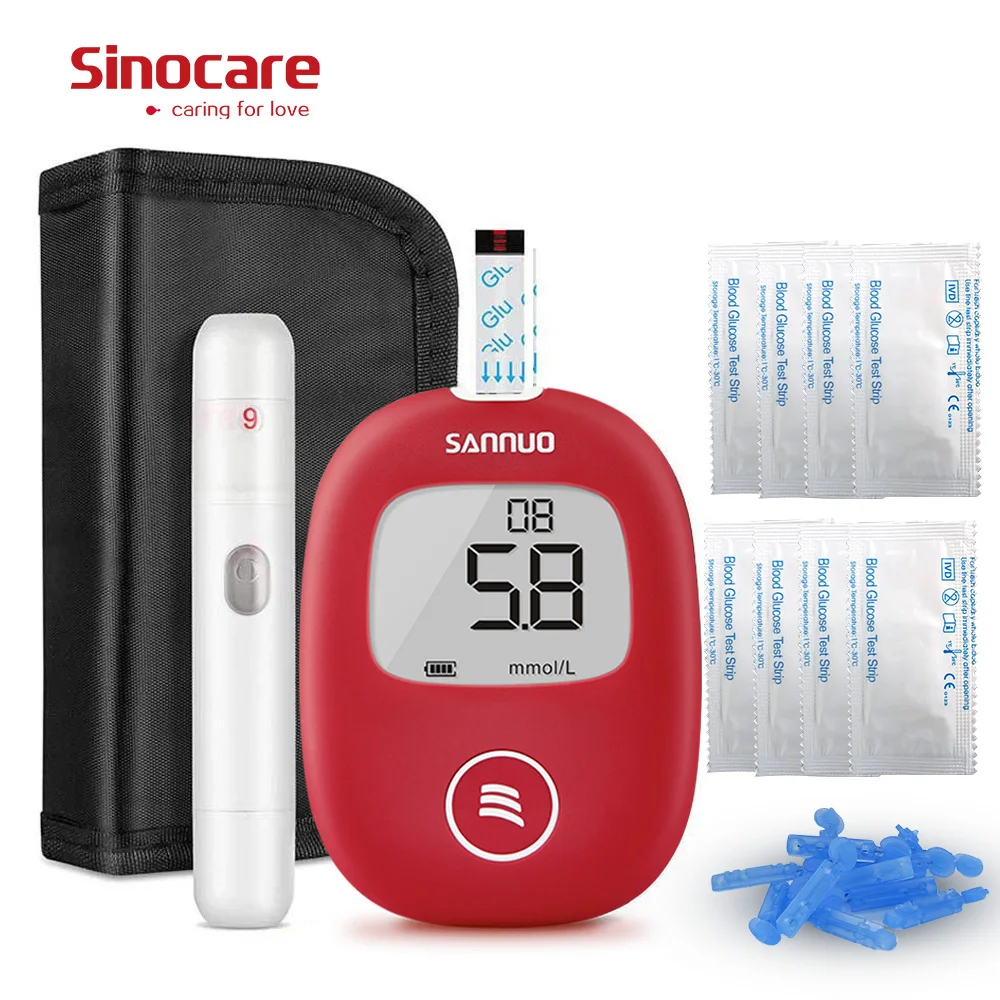 

Sinocare Safe AQ Smart mg/dL mmol/L Blood Glucose Meter Glucometer Kit 50/100 Test Strips Lancets Diabetes Elderly Pregnant Wome