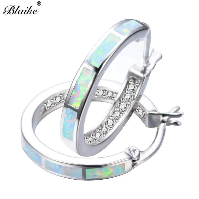Женские серьги кольца Blaike большие круглые белые модные циркониевые Серьги