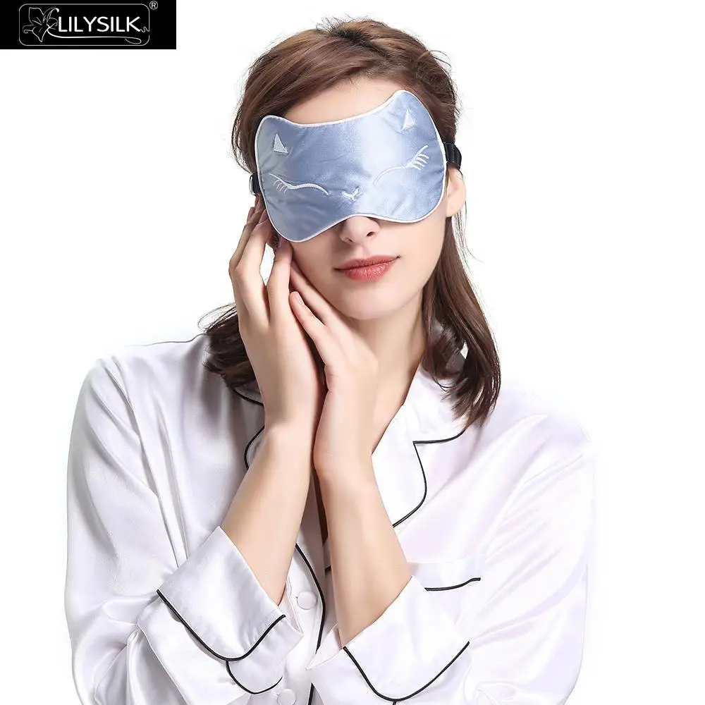 Lilysilk Eye Mask Sleep Silk 100 Wide Elastic Band 19 momme Cat