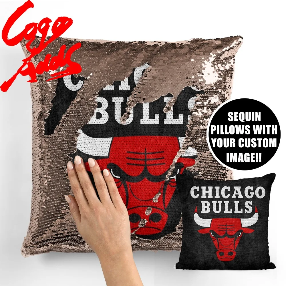 

Chicago Bulls decorative throw pillows reversible mermaid sequin pillow case cover dropshipping