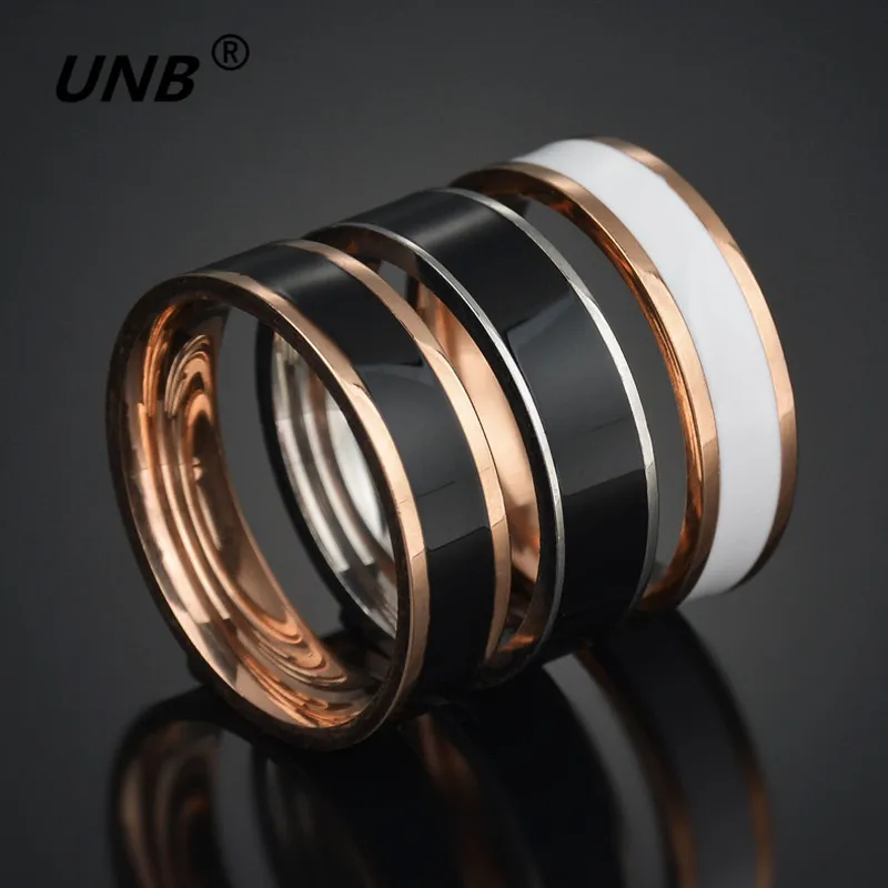 Trendy 3 Style Black Oil Drip Rings Men Fashion Ring Stainless Steel