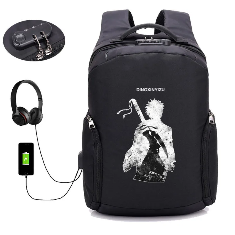 

anime bleach Backpack student book bag Men Laptop Backpacks Multifunction USB Charge Computer Backpacks Anti-theft Backpack