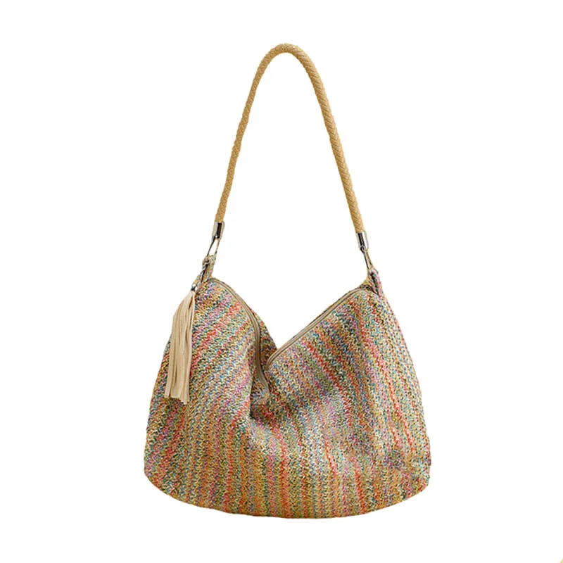 Women Handbag INS Popular Female Tassel Summer Beach Straw Bag Lady Large Casual Tote Weave Shoulder Bag Travel Bolsa SS3157 (1)