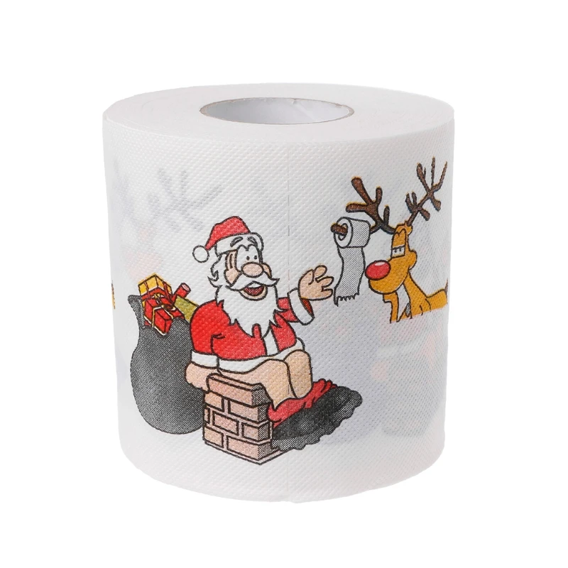 2 Layers Christmas Santa Claus Deer Toilet Roll Paper Tissue Living Room Decor Toilet Tissue Gift 1
