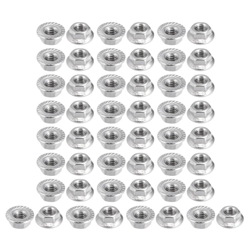 2 Pcs uxcell M16 Serrated Flange Hex Lock Nuts 304 Stainless Steel