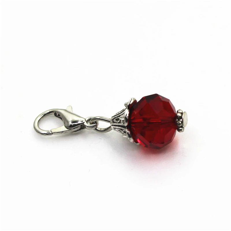 

Hot Selling 20pcs/lot Red Birthstone Crystal Dangle Charms Lobster Clasp DIY Bracelet Necklace Pendant Jewelry Hanging Charms