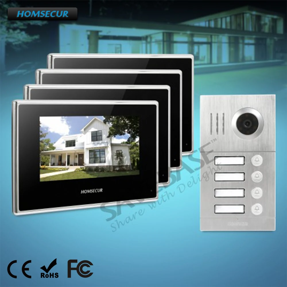 

HOMSECUR 7" Video&Audio Home Intercom with Silver Camera 800TVL for Multi-User BC121-4S Camera + BM718-B