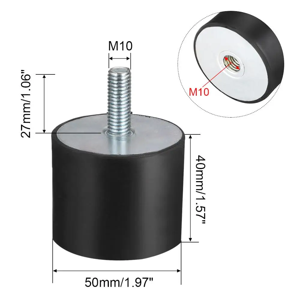 M10 Male Female End Rubber Vibration Isolator Mount 50mm x 40mm