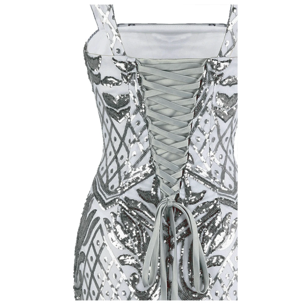 Angel-Fashion женское винтажное длинное вечернее платье без рукавов с блестками и цветочным узором на шнуровке серого цвета 424