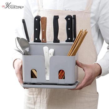 

OYOURLIFE 1pc Kitchen Multifunctional Storage Rack Tableware Organizer Knife Storage Holder For Chopsticks Spoon Fork Drain Rack