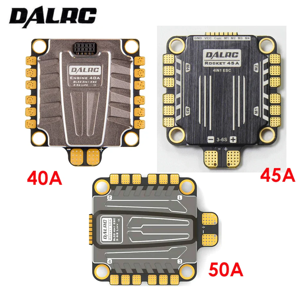 DALRC Rocket 40A 45A 50A 4 в 1 ESC 3S 6S blheli _ 32 поддержка Dshot1200 Multishot Brushless 37 5x37 5 мм для FPV Racing|Детали