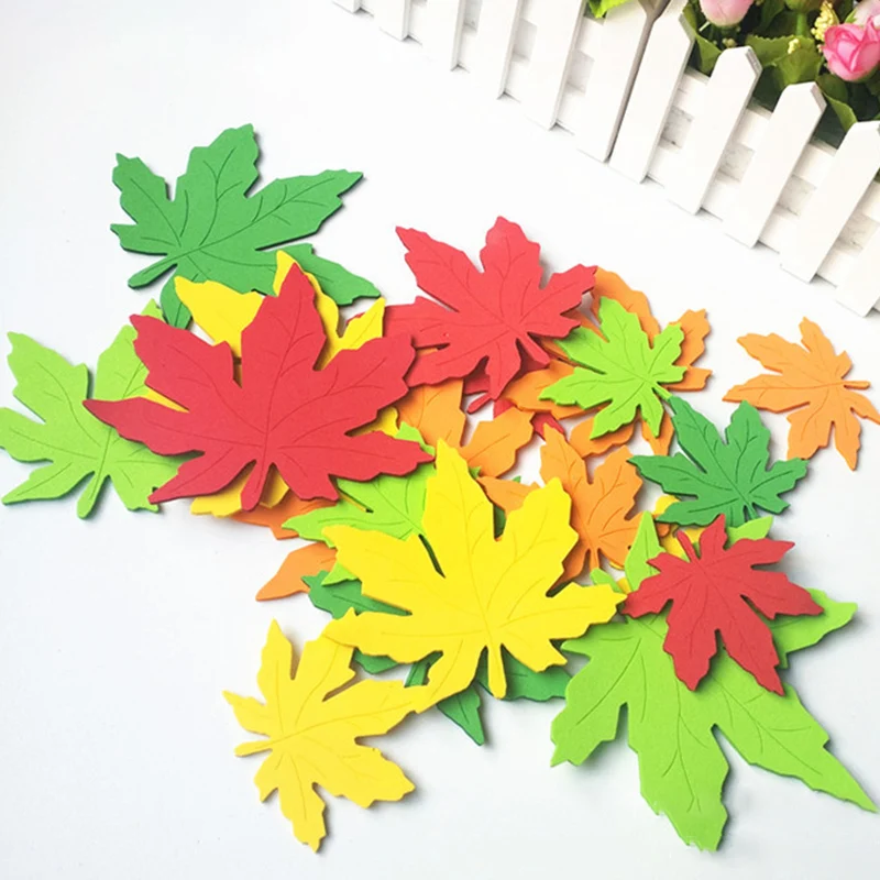 10pcs/pack Three-dimensional EAV Carving Maple Leaf Wall Sticker Home Kid Room DIY Decoration Kindergarten School Decor 8*8.5cm