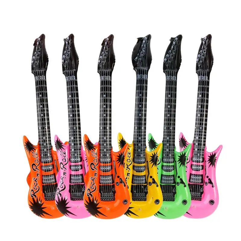 

6pcs Inflatable Guitar Balloon Musical Instrument Toy Baby Birthday Decoration Balloon Party Accessory Gift (Random color)