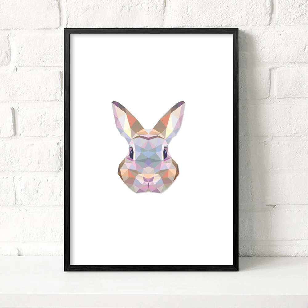 

Abstract Popular Canvas Print Painting Geometric Nordic Rabbit Poster Wall Art Picture For Home Decor Living Room No Frame LZ585
