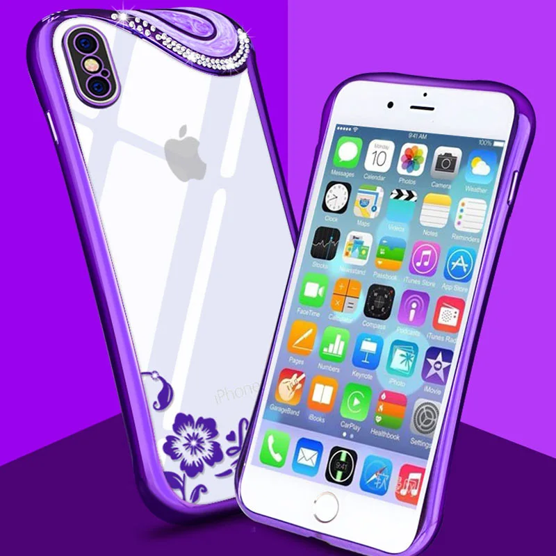 Kerzzil Luxury Slim Shockproof Diamond Case For iPhone X XR XS MAX Plating Clear Soft Silicone Cover 7 8 6 6s Plus |