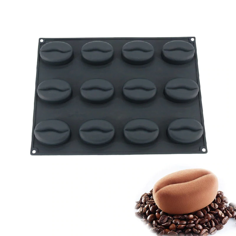 

Silicone 12 Cavity Coffee Bean Shape Cake Mold Baking Decorating Tools For Dessert Mousse Chocolate Mold Baking Accessories