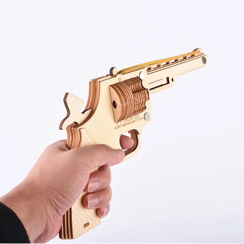 Револьвер пистолет с резиновой лентой 3D diy diorama a детские игрушки револьвер pistola arma