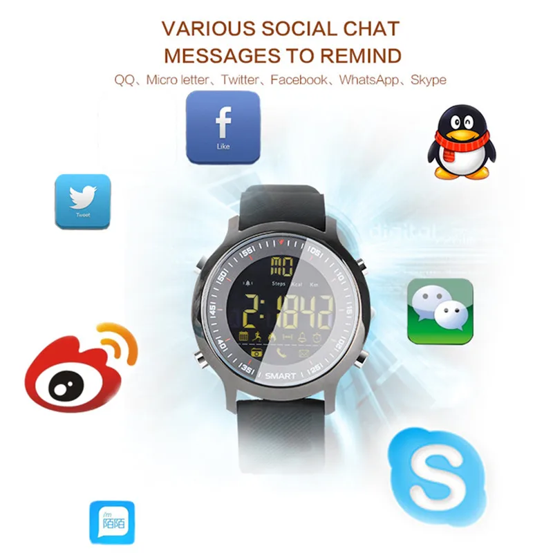 OGEDA Смарт спортивные часы для мужчин EX18 Дайвинг 50 м Водонепроницаемый Шагомер Секундомер SleepTracker фитнес Bluetooth Вызов/сообщение Push