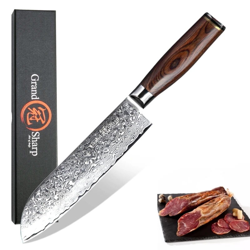 Santoku Knife vg10 Japanese Damascus Steel 67 layers Chef Kitchen