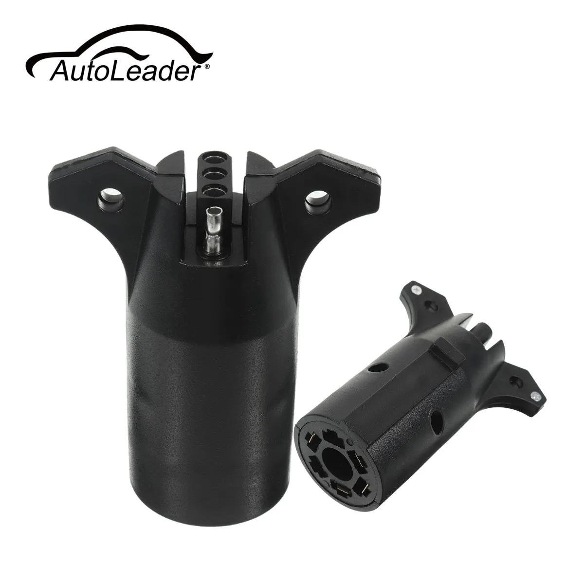 AutoLeader 1 Pcs 7 Way Round to 4 Pin Flat Trailer Light Adapter Plug Connector RV