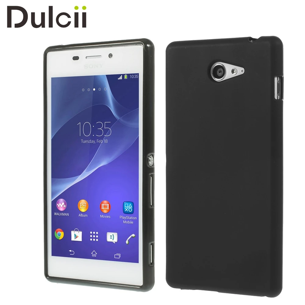 DULCII для Sony Xperia M2 d2305 d2306 чехол Черный двусторонняя Матовый ТПУ Телефон двойной D2303