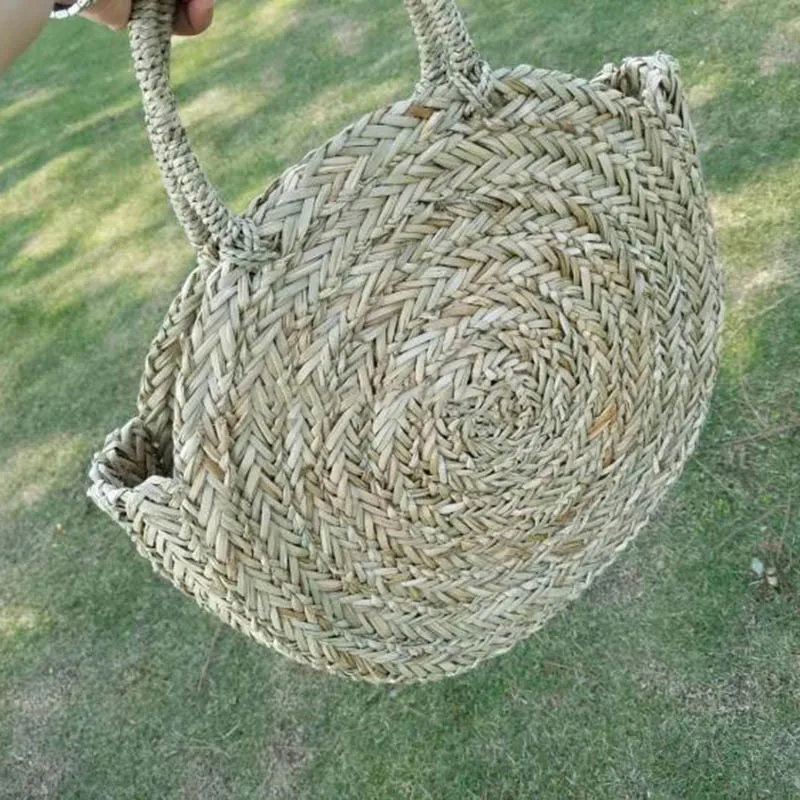 Women Straw Bags Female Summer Beach Handbag Lady Large Capacity Vintage Circle Bag Bohemian Handmade Weave Totes Bag SS3124 (6)