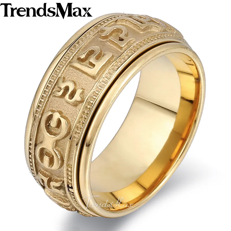 Trendsmax Trendy Mens Women Magic Runes Wedding Engagement Band Ring 316L Stainless Steel Ring HR335