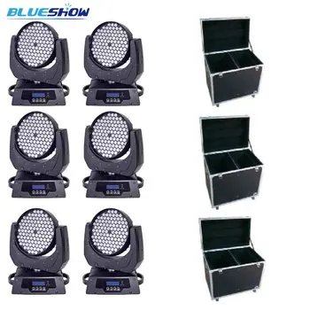 

no tax custom 6pcs+3 flightcase, LED moving head wash rgbw light zoom 108x3W stage ktv disco