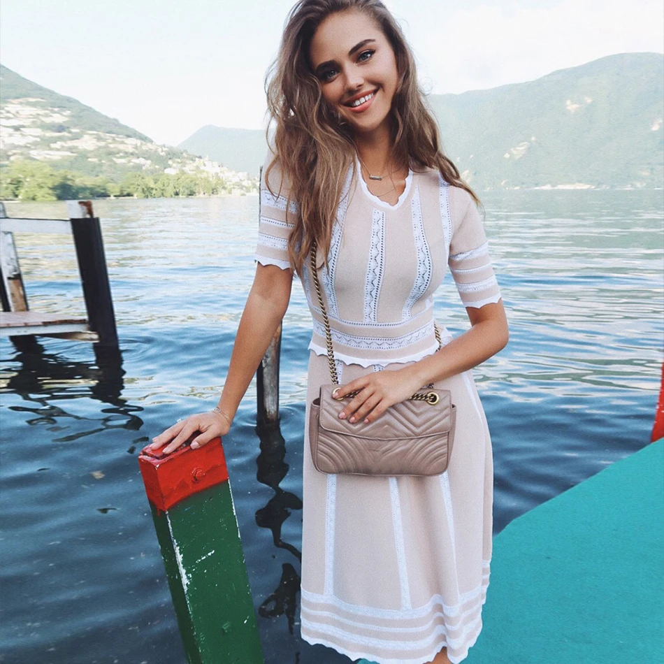 

Adyce 2019 New Summer Bandage Dress Women Sexy Short Sleeve Pink Midi Club Dress Vestidos Elegant Celebrity Evening Party Dress