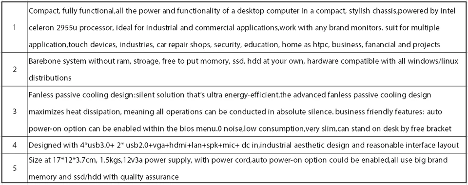 Безвентиляторный мини-ПК, конвертер, Intel Celeron 2955U, Windows 10/Ubuntu, серебристый, [HUNSN BM05], (WiFi/VGA/1 HDMI/4USB3. 0/2USB2. 0/1LAN)