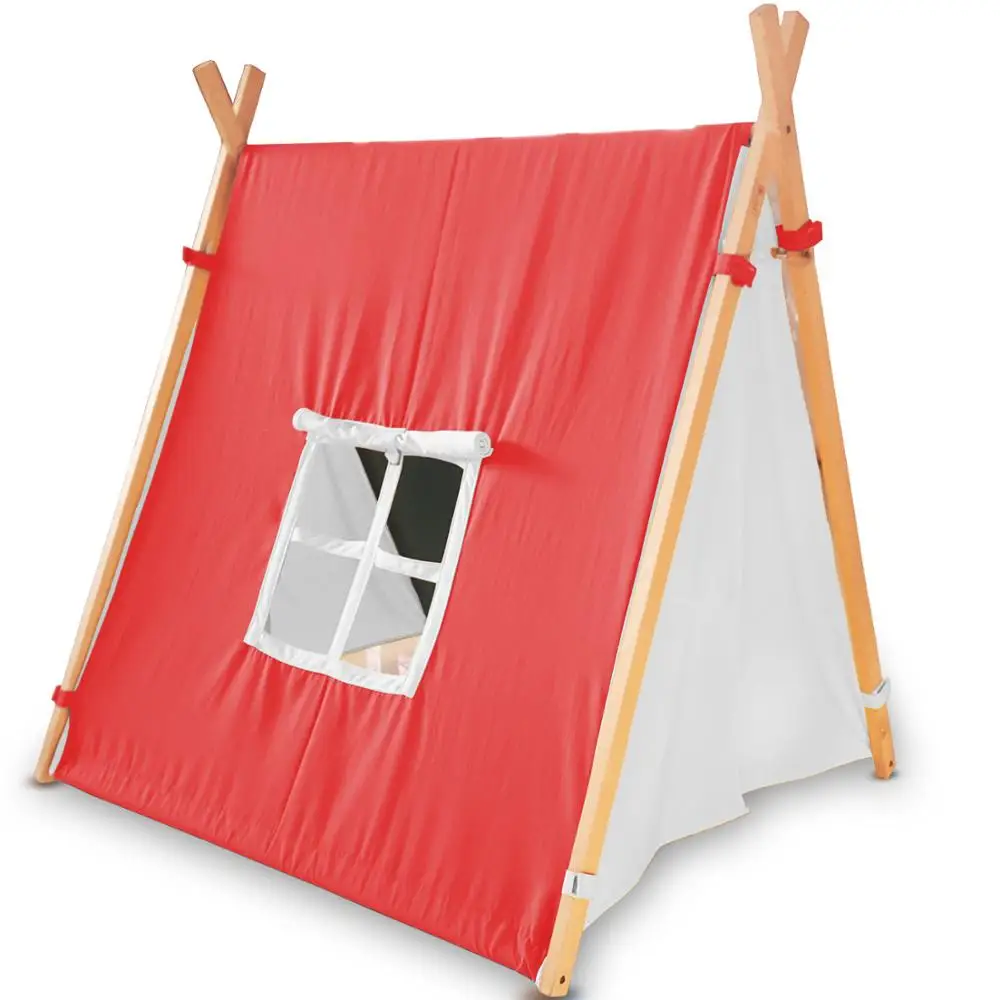 Детская деревянная детская игровая палатка teepee для помещений на открытом воздухе Svava Montesorri деревянная детская игровая игровой дом под тентом - Цвет: Red - White