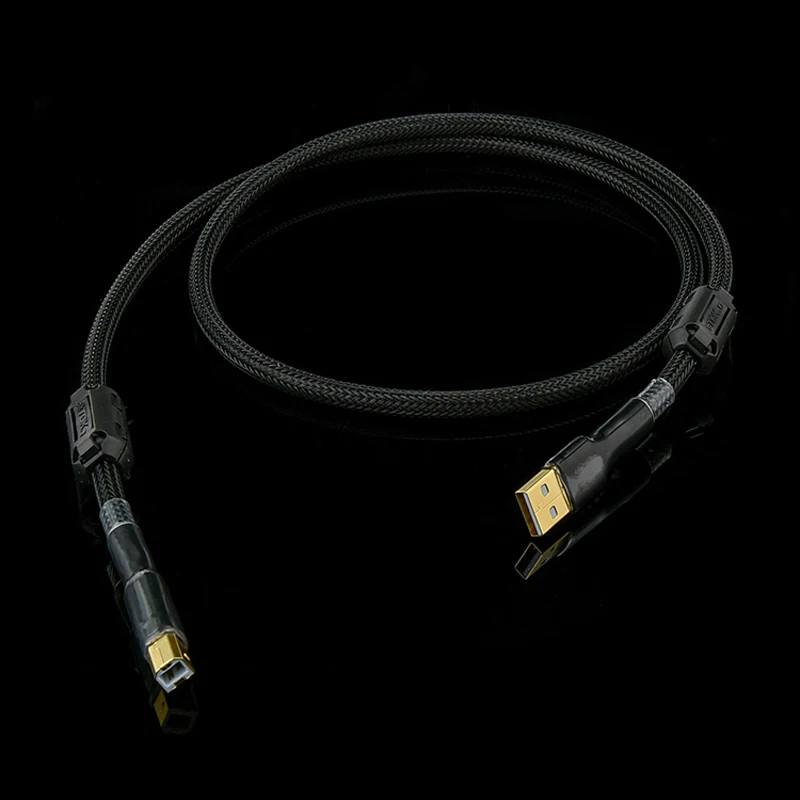 

hifi USB cable Dual magnetic ring Anti-Interference amplifier DAC cable usb USB A to USB B black Braid