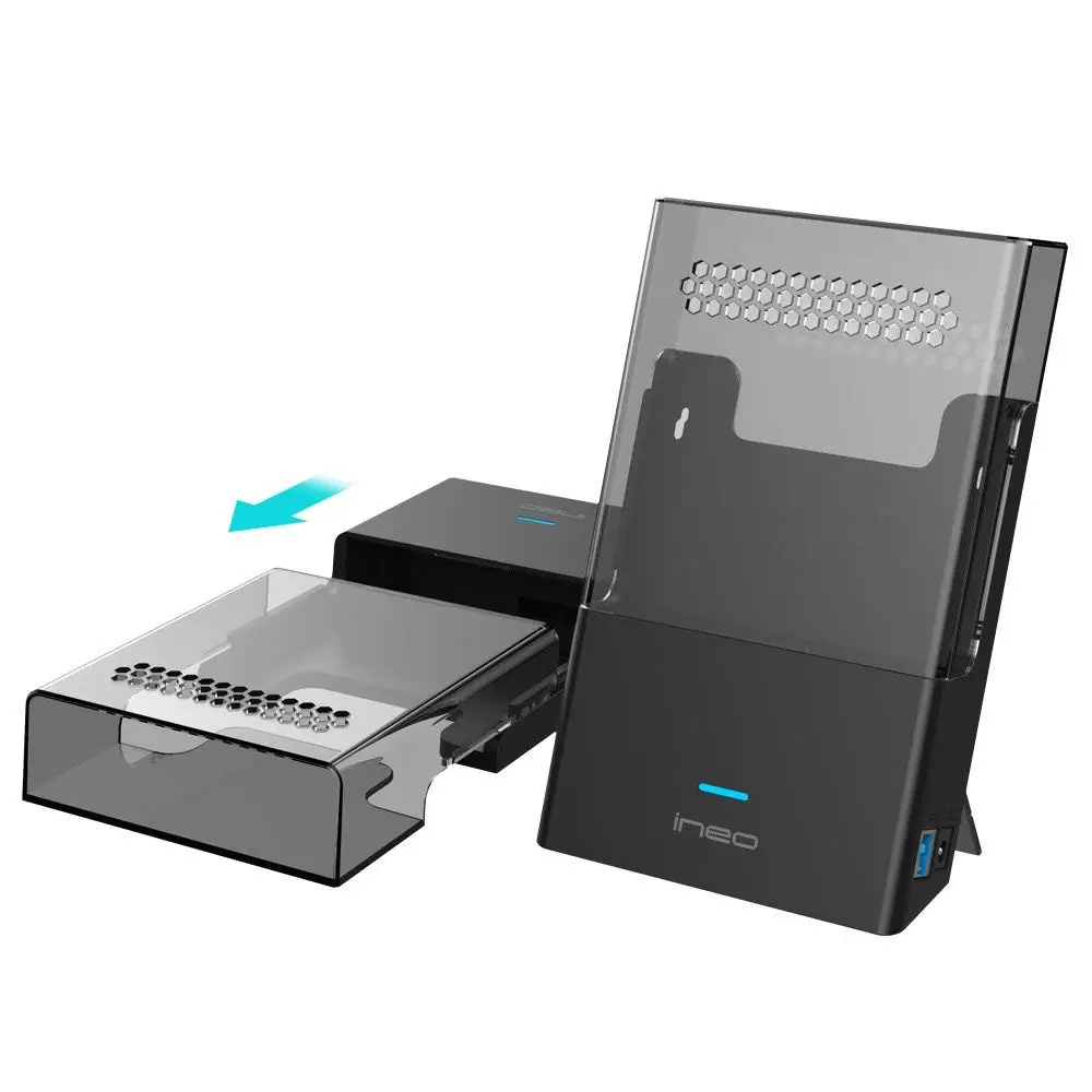 

ineo HDD Case Enclosure For USB 3.0 to 2.5 / 3.5 inch Hard Drive SSD with 2-Way Placement and UASP supported [T3546]