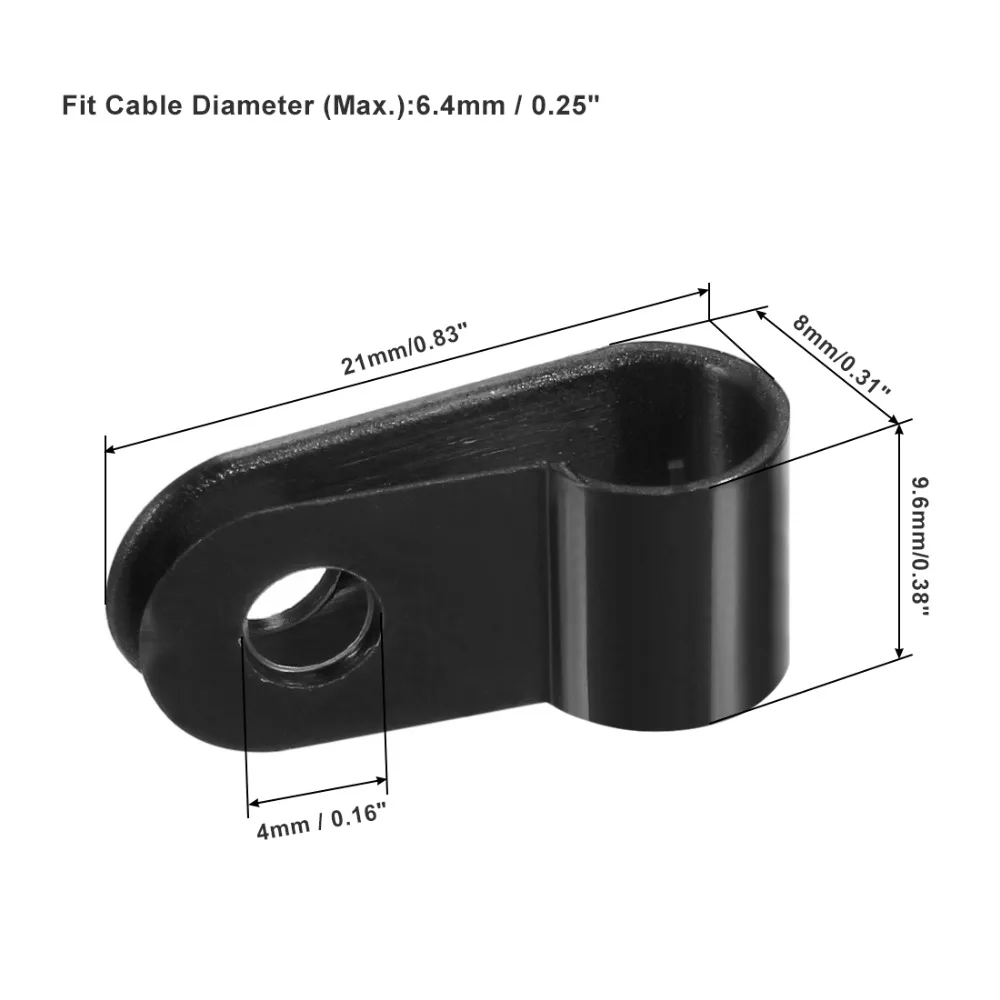 Uxcell 100 шт. 6,4/8,4/13,2/3,3 мм Dia. R-тип/u-тип нейлоновый кабельный зажим белый черный Органайзер зажимы для шнура Электрический держатель Проводов