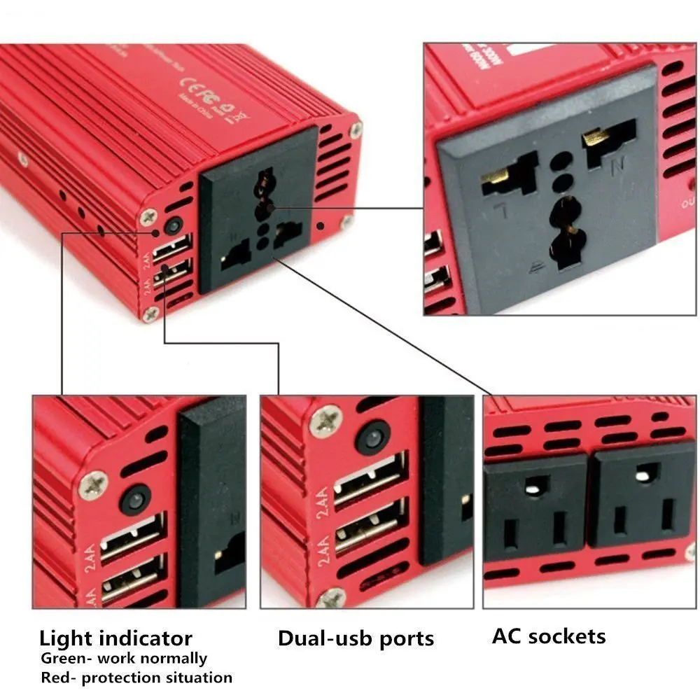 Автомобильный Инвертор 150 Вт 300 Вт 12 В постоянного тока до 110 В 220 В переменного тока адаптер питания с двойным зарядным портом конвертер 12 в прикуриватель
