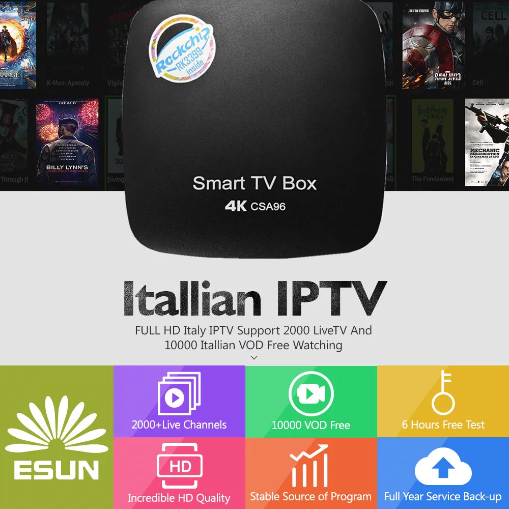 

CSA96 IPTV Box with 1 Year Lucky IPTV 4G/32G Italy IPTV EPG 4000+Live+VOD configured Europe Albania ex-yu XXX channels BOX