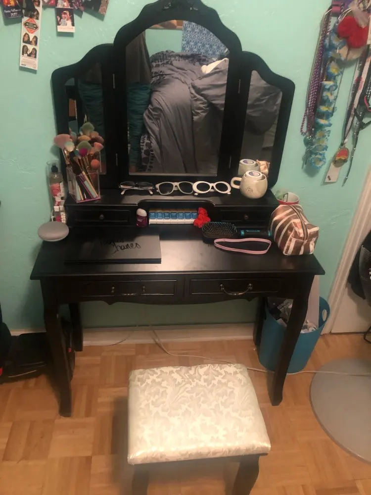 Tri Folding Vanity Mirror 4 Set Drawers Dressing Index Cove