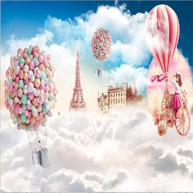 

Dream Sky Hot Air Balloon TV Background Wall Manufacturer Wholesale Wallpaper Mural Custom Photo Wall