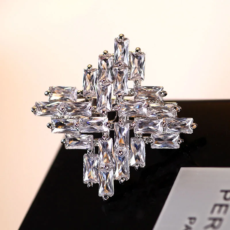 

Young Tulip Luxury Zircon Square Collar Brooch Shiny Fashion Jewelry Suit Sweater Women Accessories Party Gift 2018 New Arrival