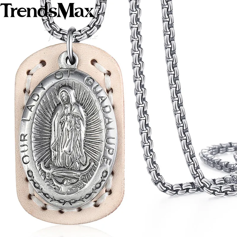 Ожерелье Trendsmax с подвеской Дева Мария для мужчин и женщин цепочка из нержавеющей