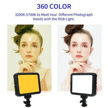 

Portable 360Colors LED Video Light White+RGB Photography Lighting Dimmable Fill Light 3200K-5700K Camera Light Ultra-thin