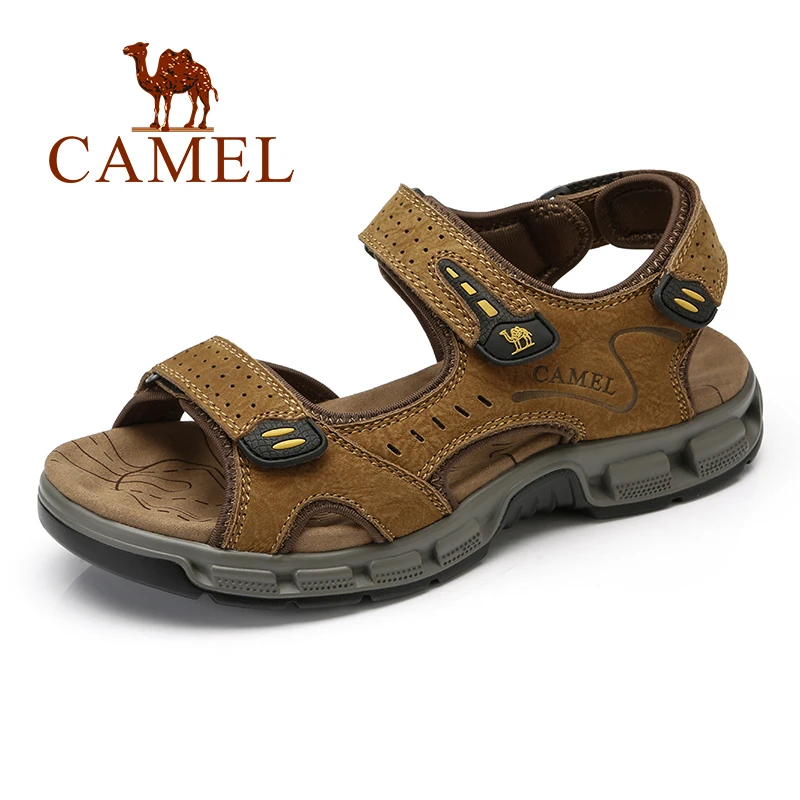 CAMEL Summer New Men's Sandals Beach Shoes Trend Genuine Leather Outdoor Breathable Men's Casual Shoes sandalias hombre