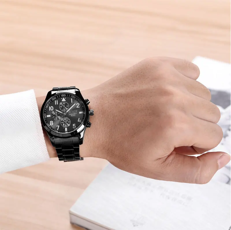 

Men Luxury Brand Chronograph Men Business Watch Waterproof Rose Gold Full Steel Men's Quartz Watch Relogio Masculino