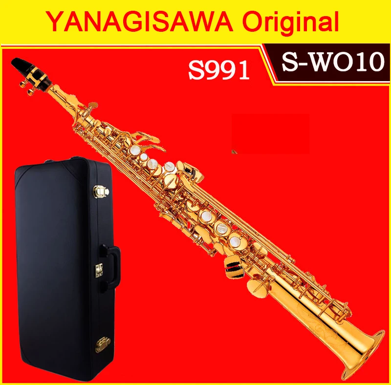 

Original Japan YANAGISAWA S991 S-WO10 B(b) Split Soprano saxophone Gold Lacquer sax profession musical instruments free shipping