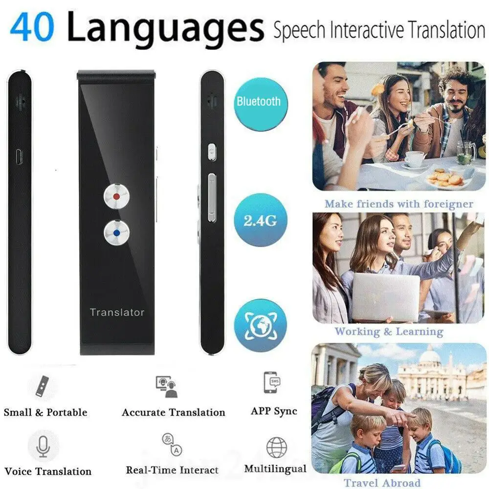 Портативный T8 Smart 40 языковой переводчик в реальном времени речевой голосовой перевод для деловых поездок