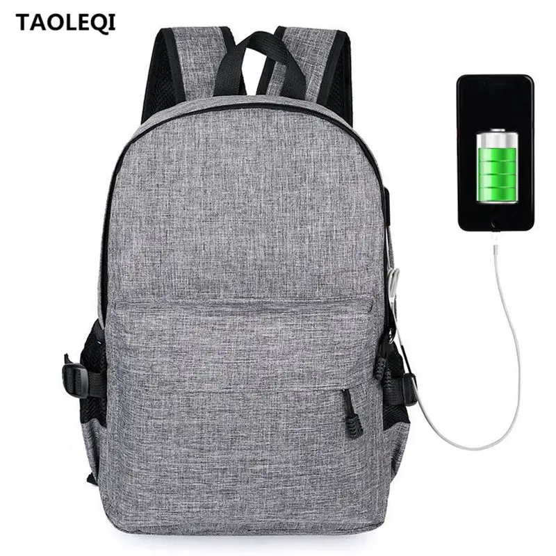 Black Men Women Anti-Theft Travel Backpack USB Port Shoulder Laptop School Bag